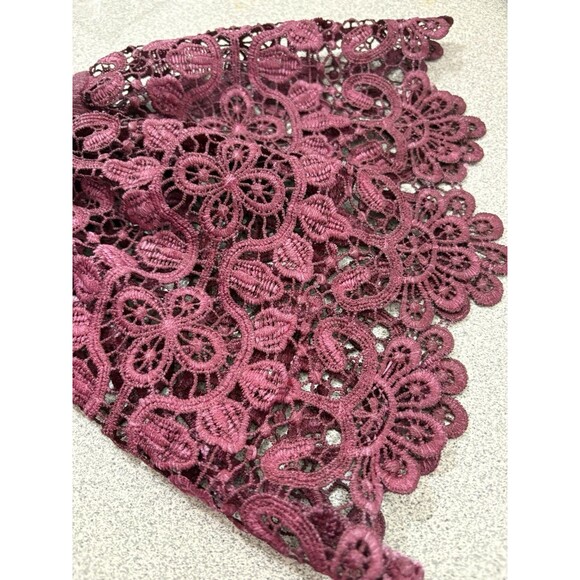 LA Threads NWT Women Burgundy LG Peasant Bohemian Blouse Lace Belle Flare Sleeve - Picture 4 of 9
